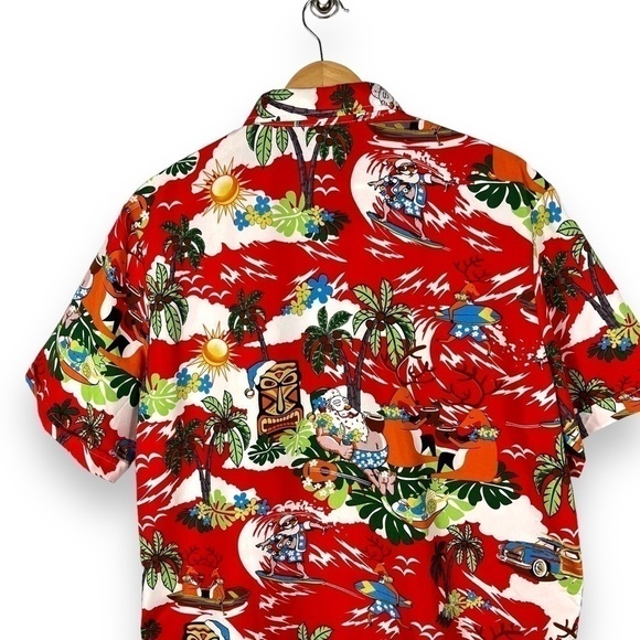 4 for $40 SALE! SSLR Christmas Paradise Hawaiian Shirt, Red Print, Size L - Picture 11 of 12